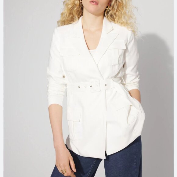 NWT WHITE HOUSE BLACK MARKET belted safari blazer jacket 12 - Picture 1 of 3